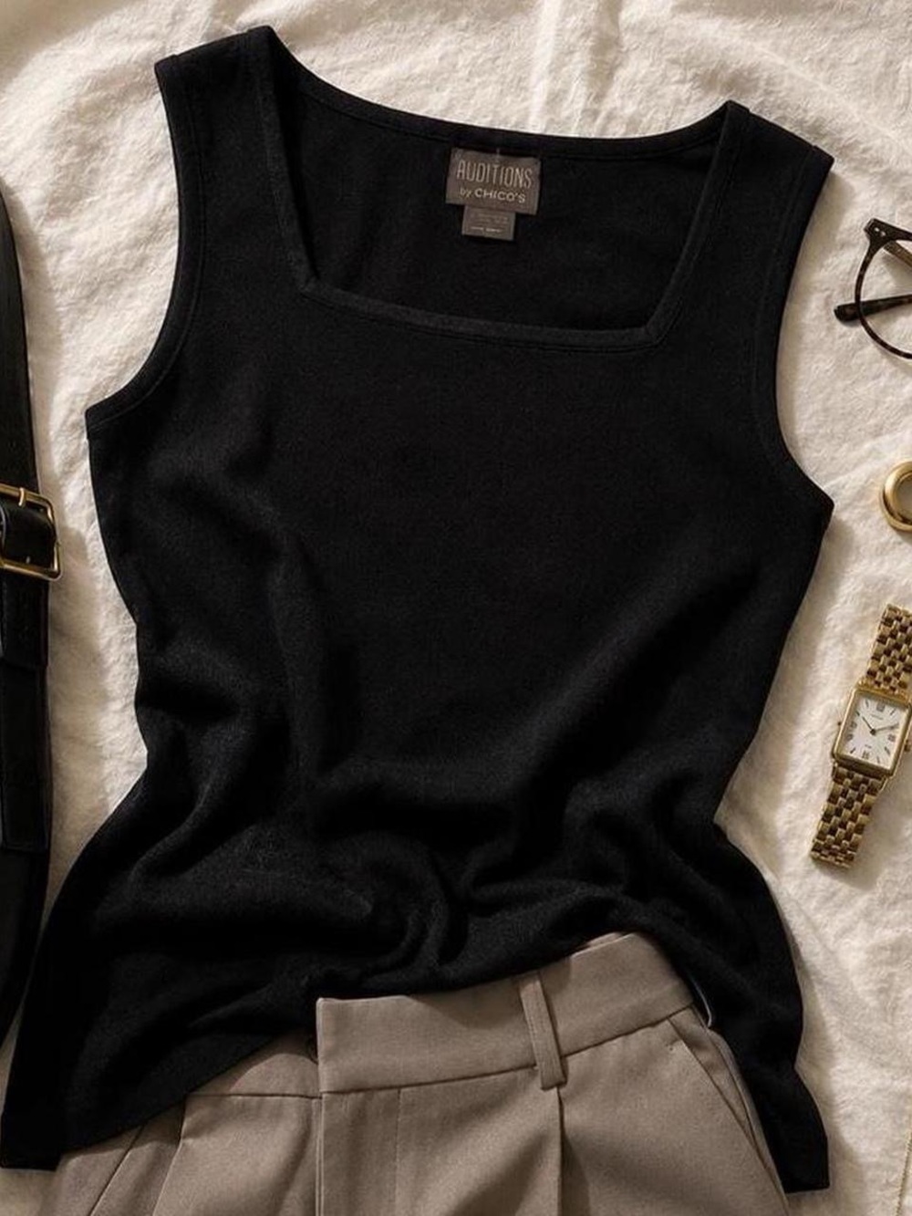 Chico's Black Square-Neck Tank